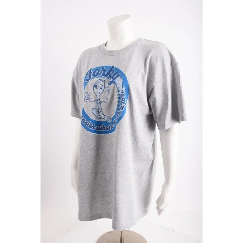 Disney Mens Toy Story 4 FORKY T-Shirt L Gray Life was better when I was Fork NWT